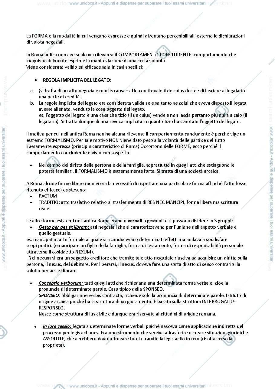 Anteprima pagina 1 — Appunti di diritto romano
