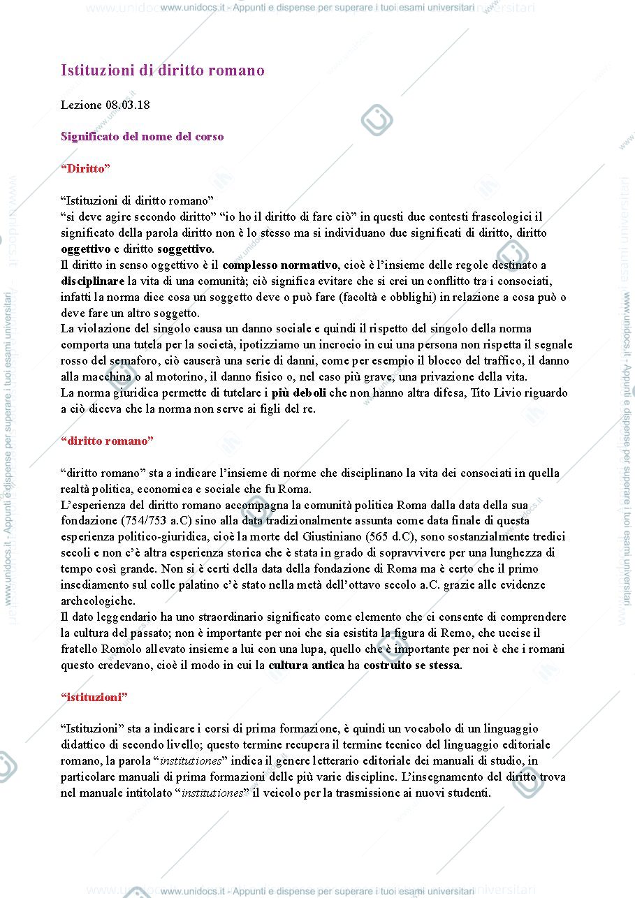 Anteprima pagina 1 — istituzioni di diritto romano
