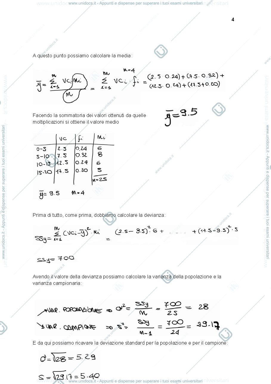 Anteprima pagina 4 — Trascrittura ESERCITAZIONI DI STATISTICA