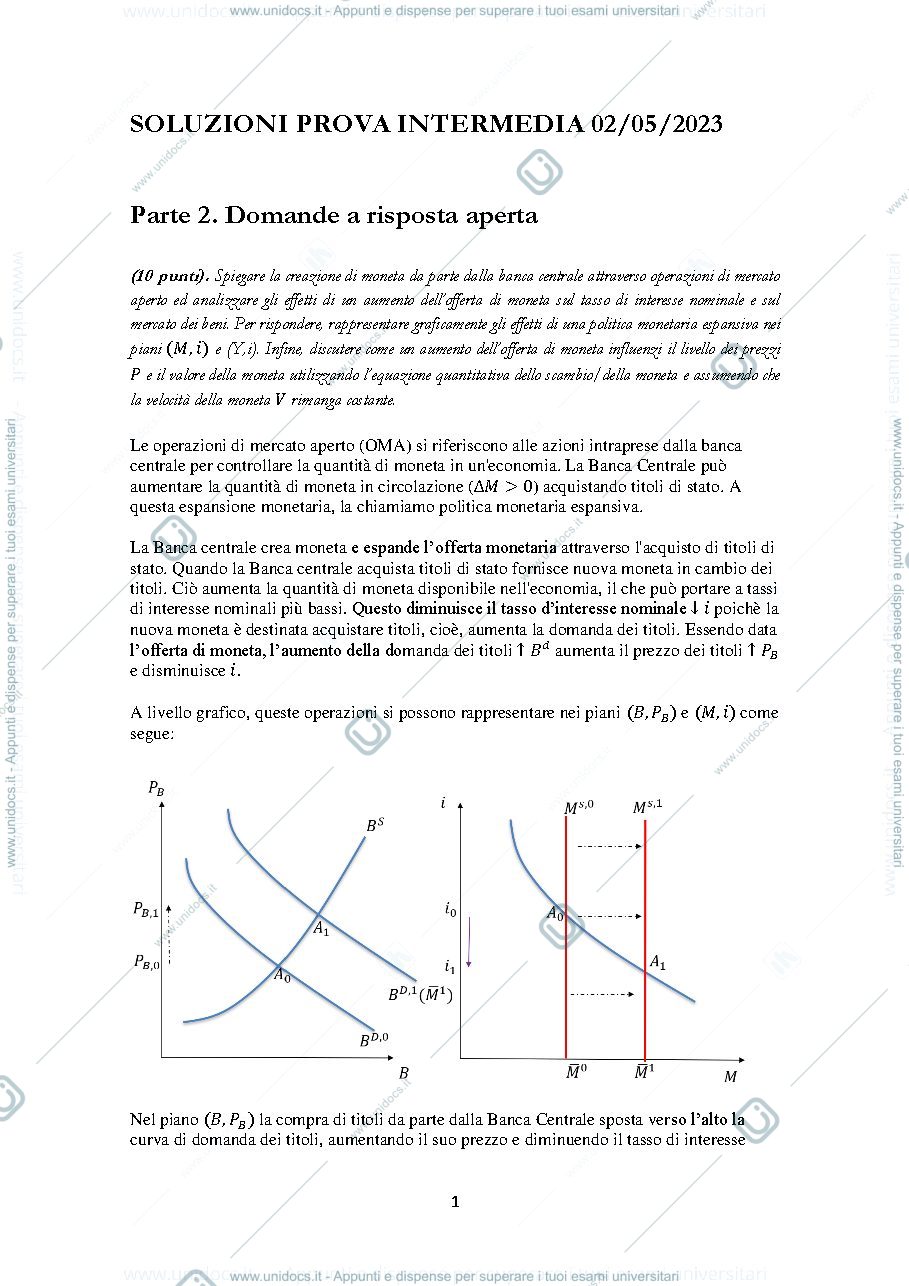Anteprima pagina 1 — Prova economia politica con soluzioni 