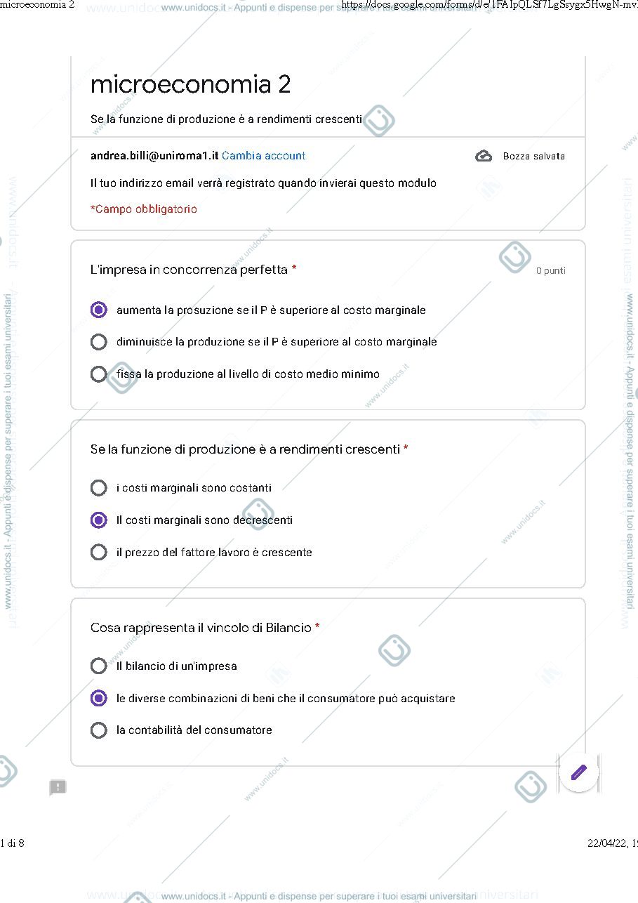 Anteprima pagina 1 — esonero microeconomia