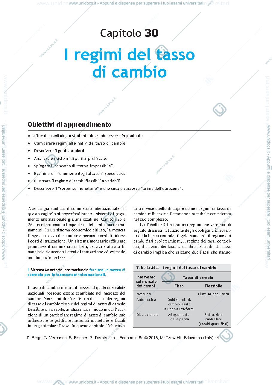 Anteprima pagina 1 — I regimi del tasso di cambio