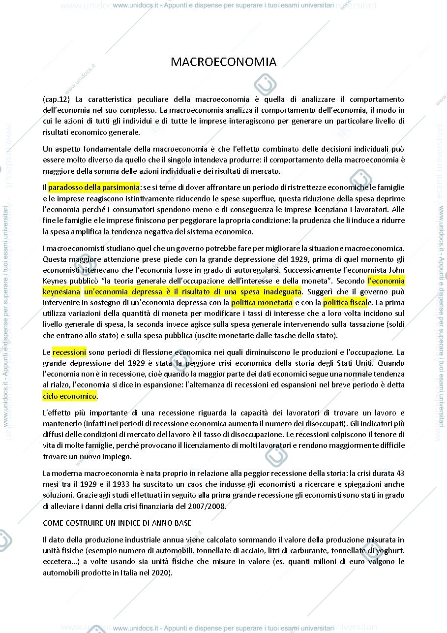 Anteprima pagina 1 — Macroeconomia