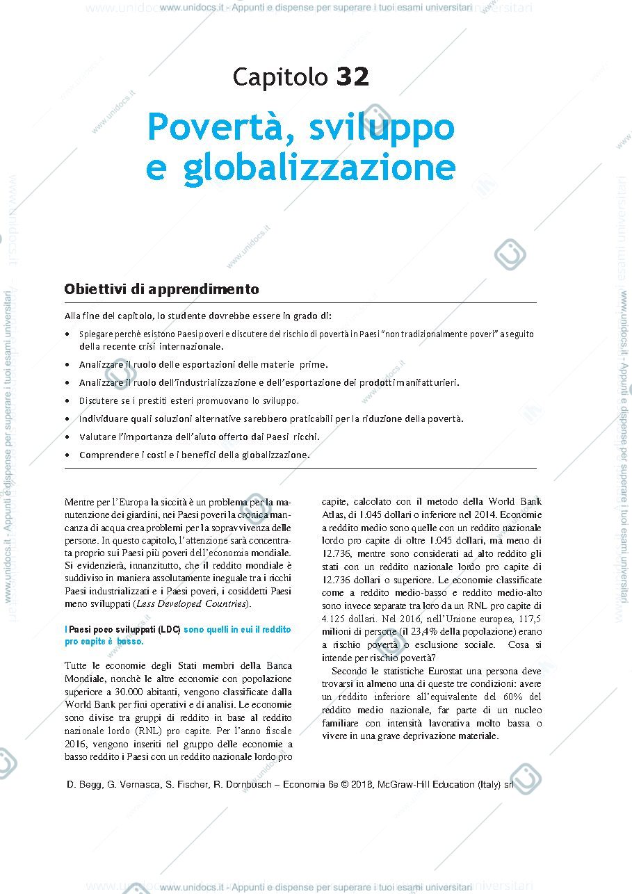 Anteprima pagina 1 — Povertà, sviluppo e globalizzazione 