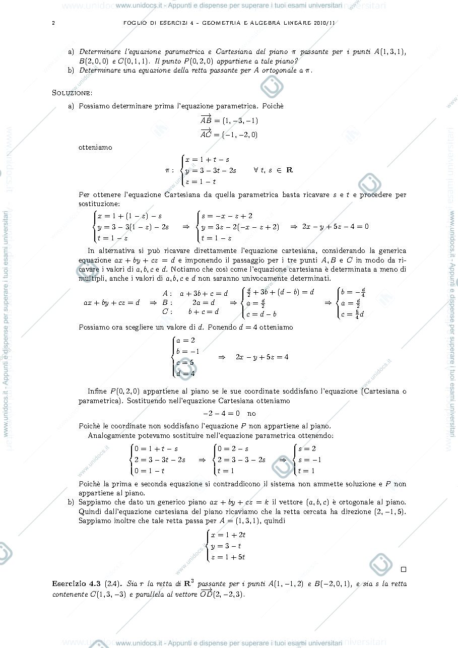 Anteprima pagina 2 — Esercizi di geometria e algebra lineare