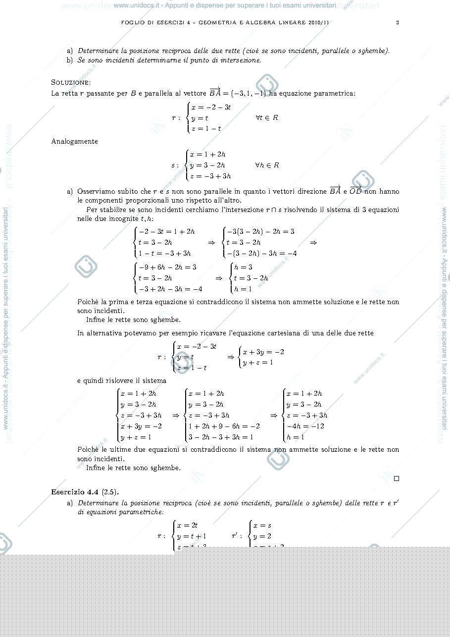 Anteprima pagina 3 — Esercizi di geometria e algebra lineare