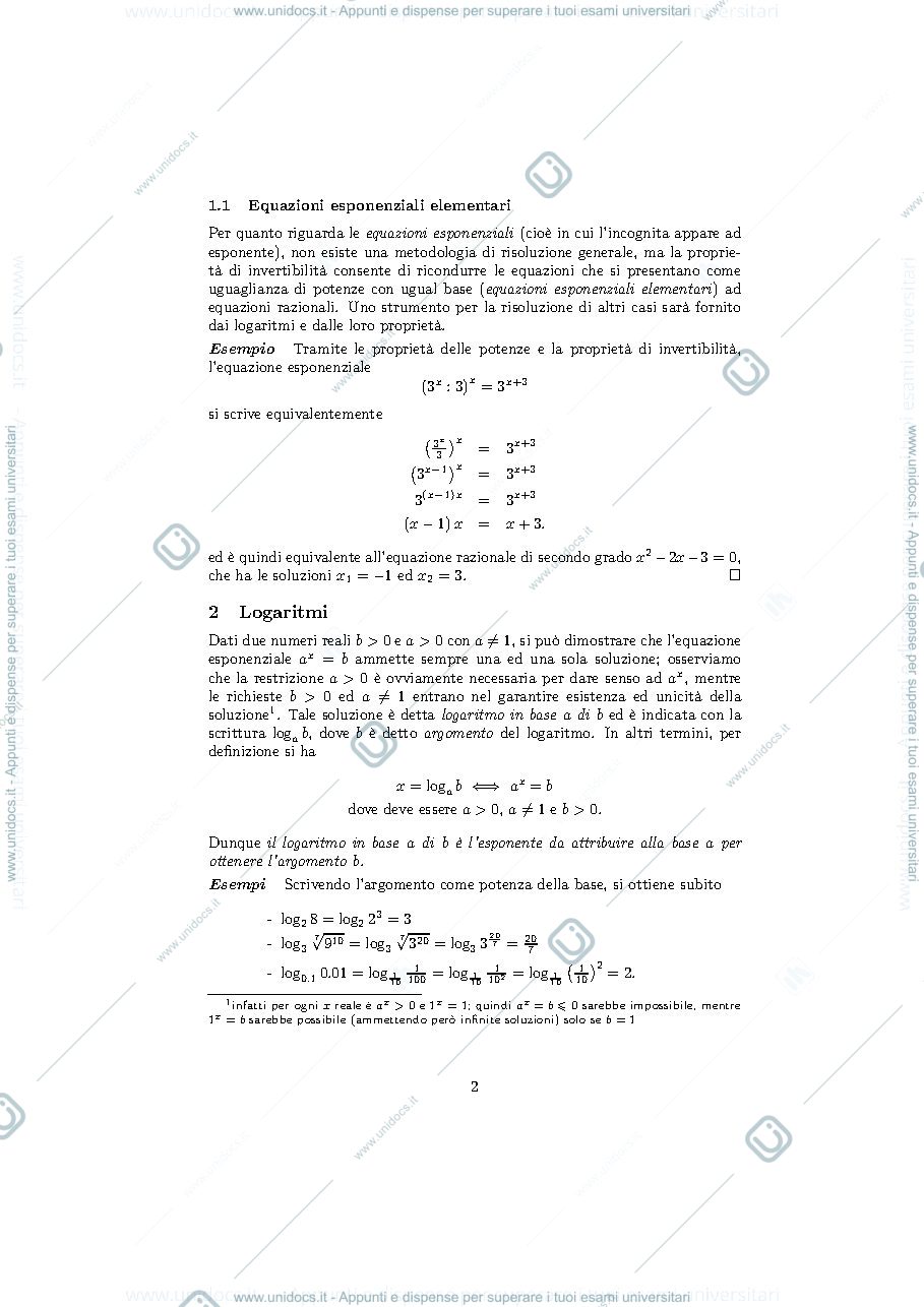 Anteprima pagina 2 — Esponenziali e Logaritmi