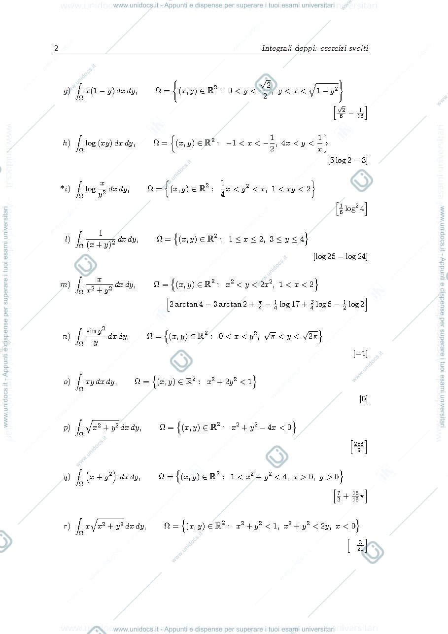 Anteprima pagina 2 — esercizi svolti su integrali doppi