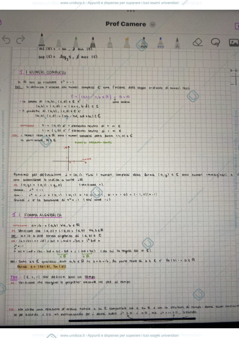 Anteprima pagina 1 — i numero complessi 