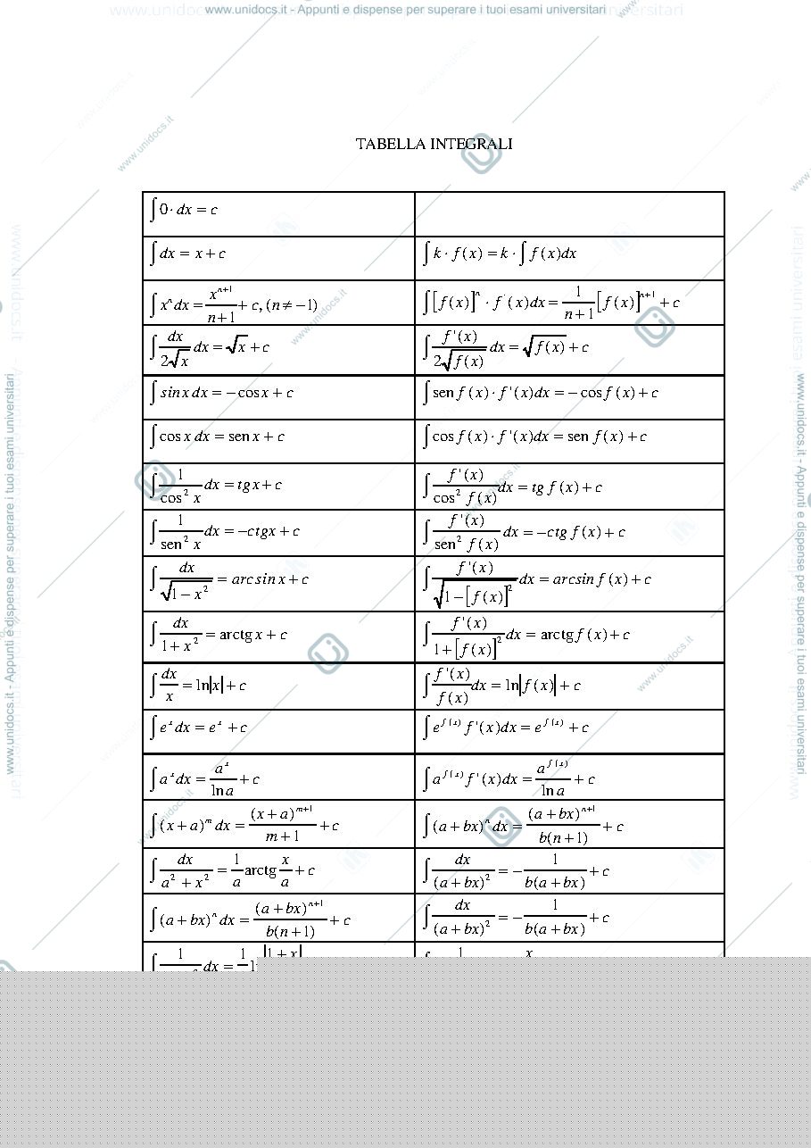 Anteprima pagina 1 — SCHEMA INTEGRALI