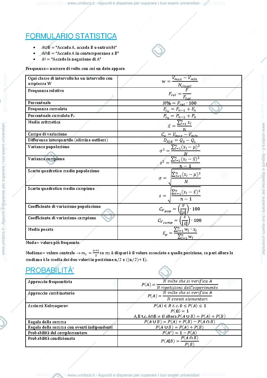 Anteprima pagina 1 — Formulario statistica