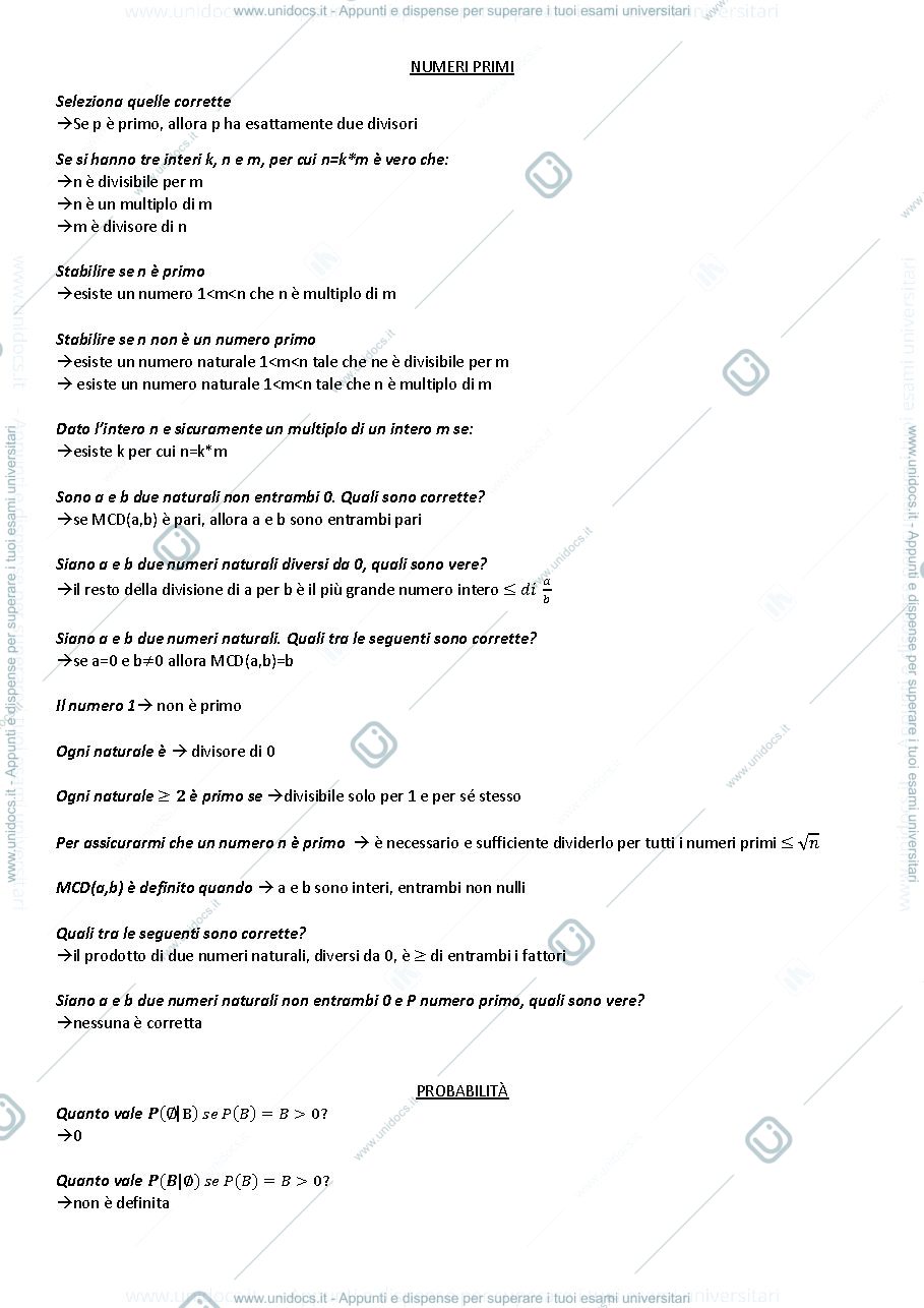Anteprima pagina 1 — Domande teoria secondo parziale 