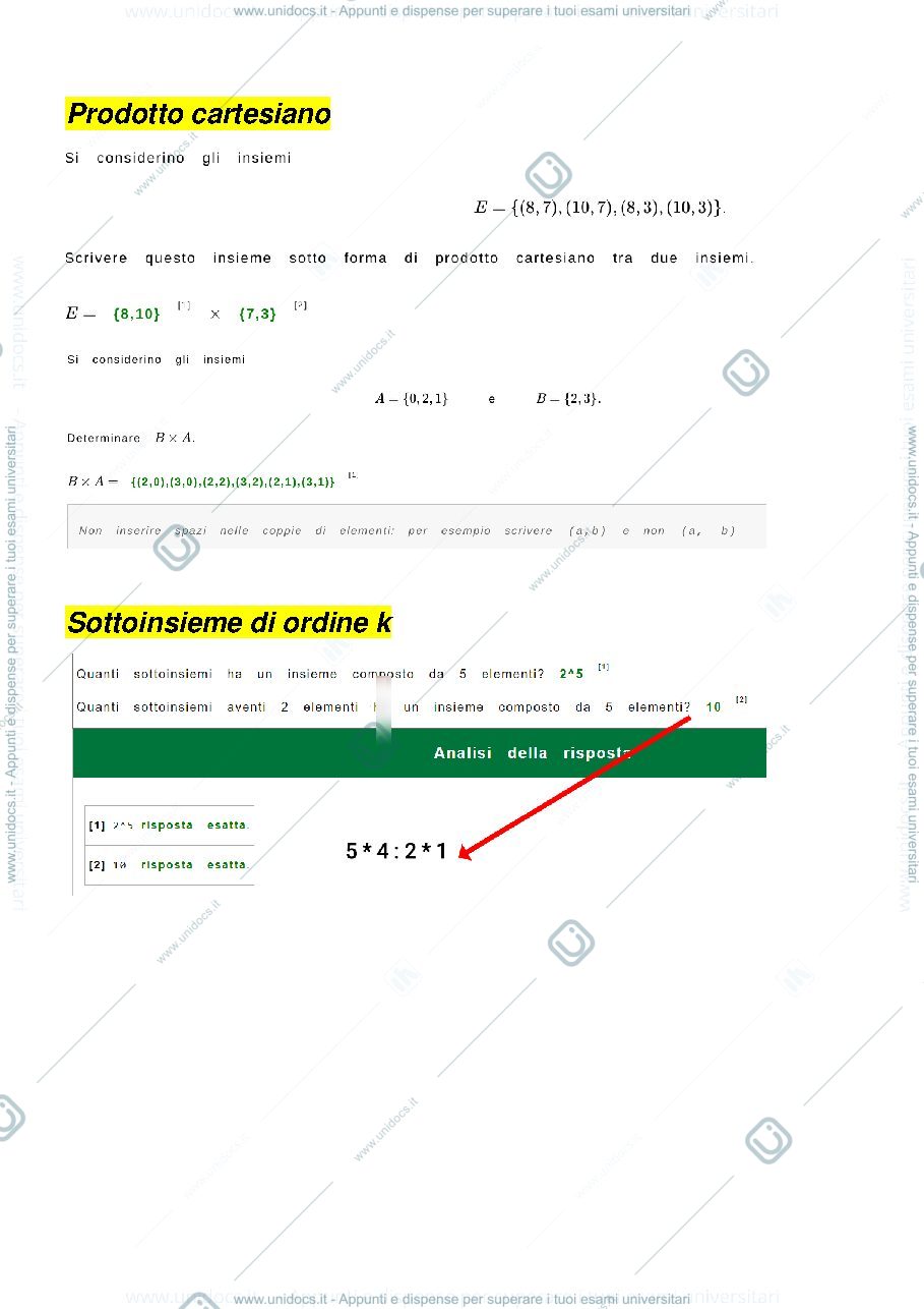 Anteprima pagina 1 — Esercizi per esame di istituzioni matematiche 