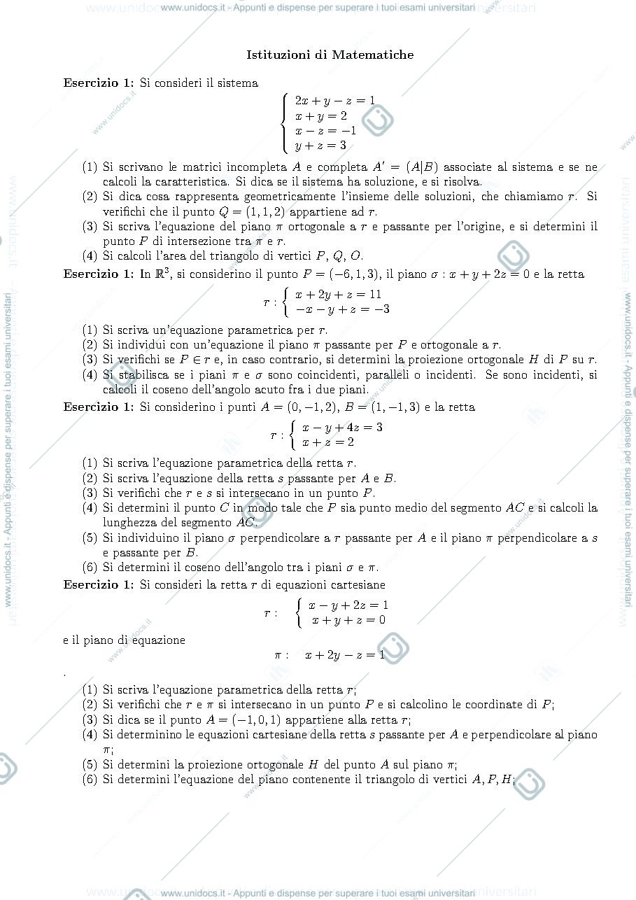 Anteprima pagina 1 — Raccolta Esercizi Esame