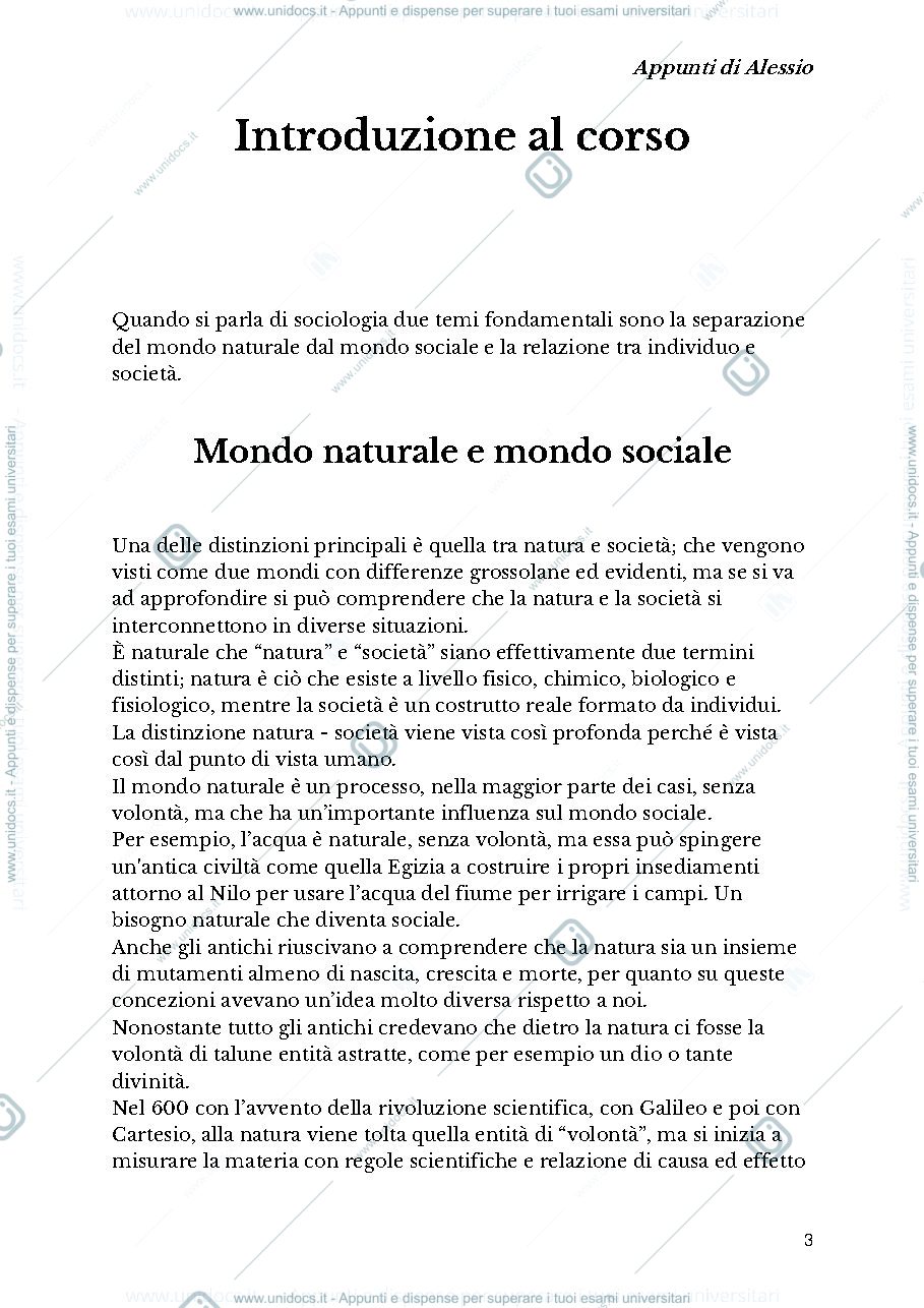 Anteprima pagina 3 — Istituzioni di sociologia (appunti studio)