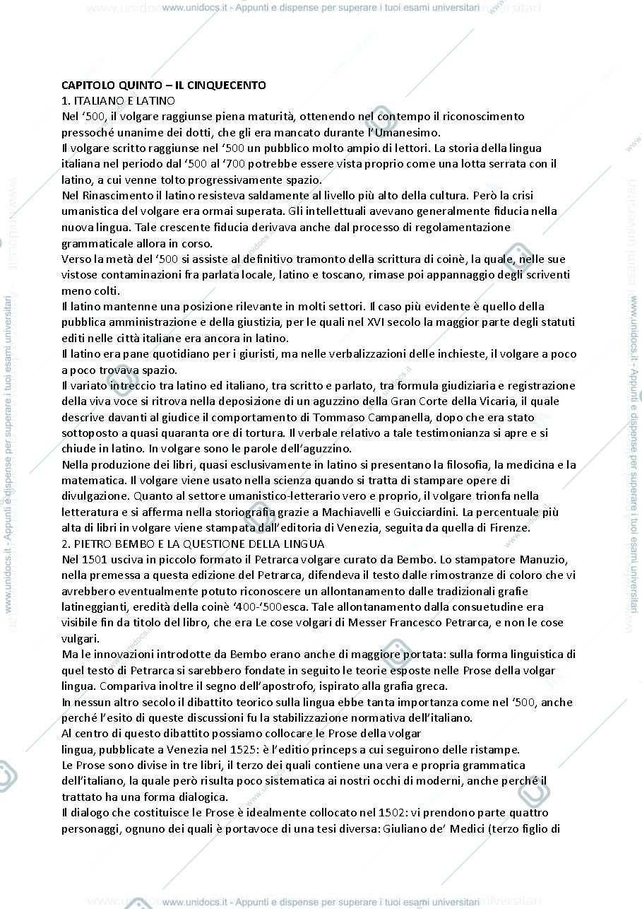Anteprima pagina 1 — CLAUDIO MARAZZINI – BREVE STORIA DELLA LINGUA ITALIANA riassunto capitolo 5 
