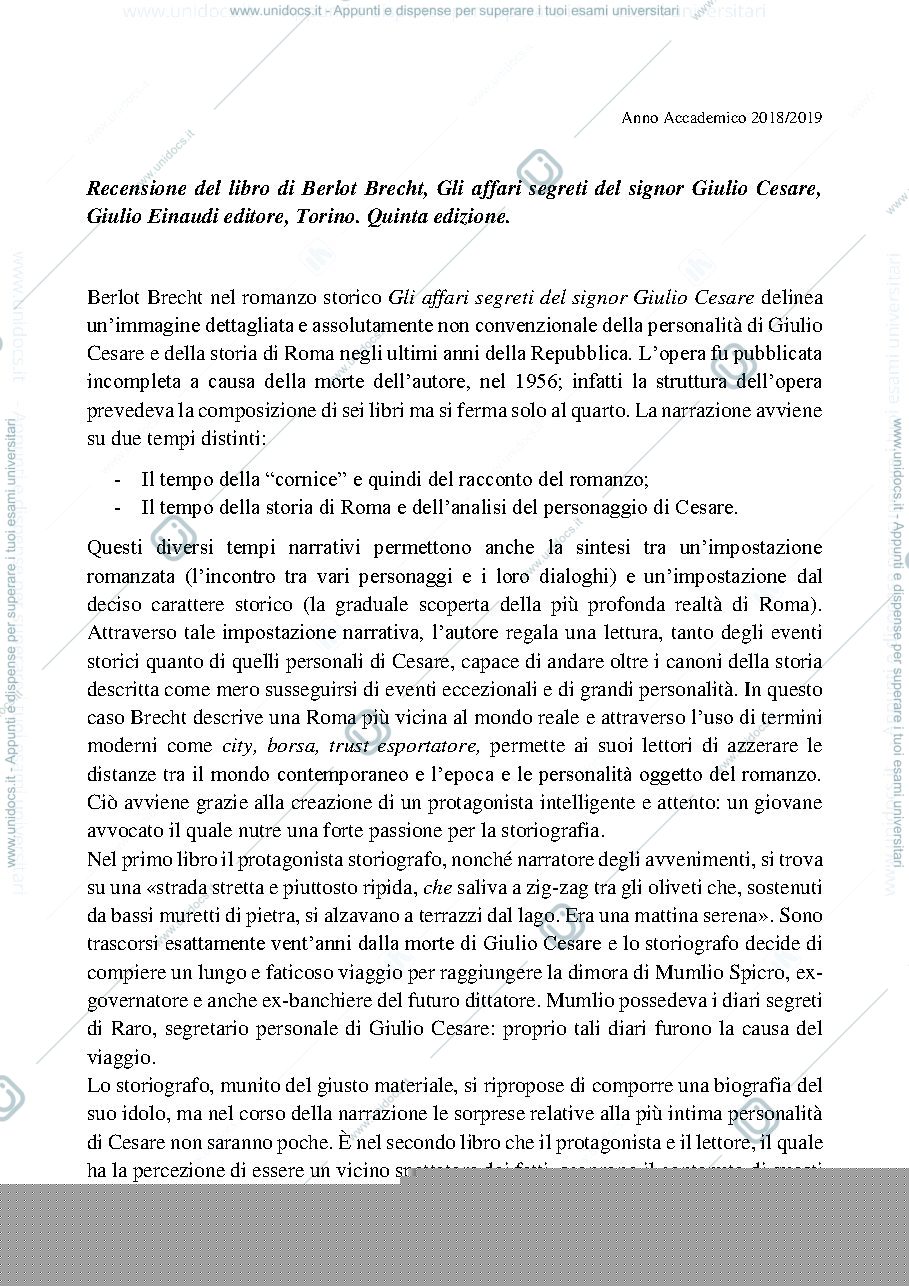 Anteprima pagina 1 — Recensione gli affari del signor Brecht
