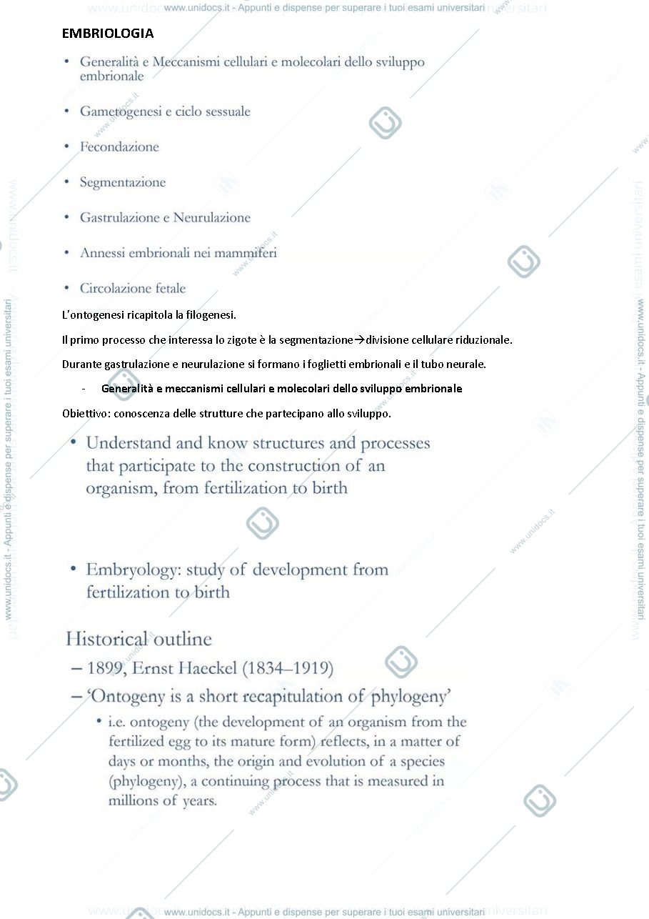 Anteprima pagina 1 — dispense embriologia