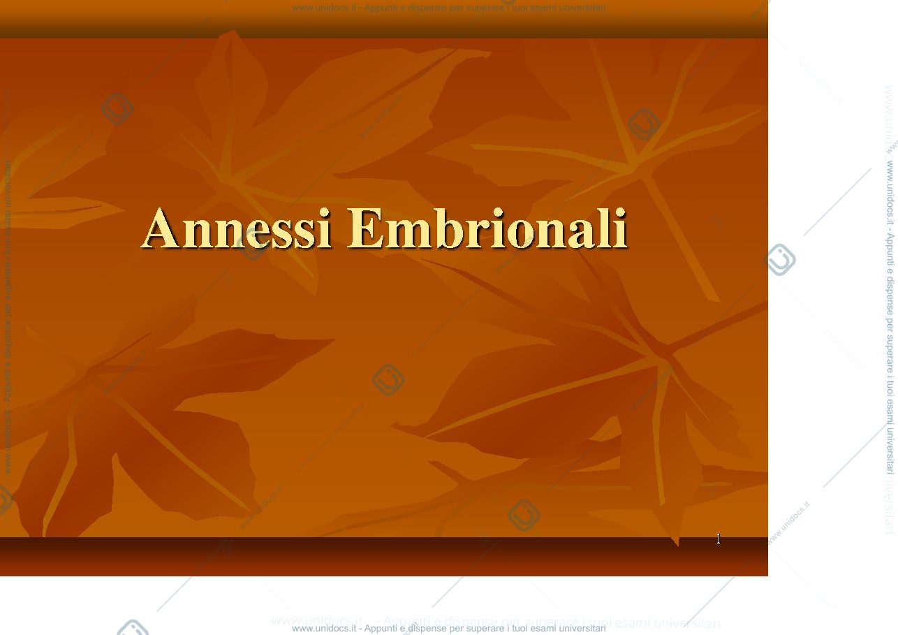 Anteprima pagina 1 — Annessi Embrionali