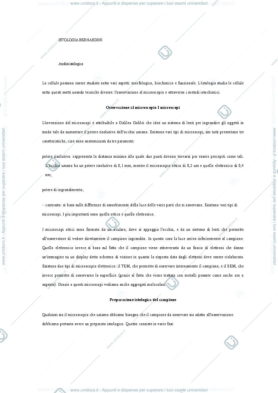 Anteprima pagina 1 — Sbobine istologia