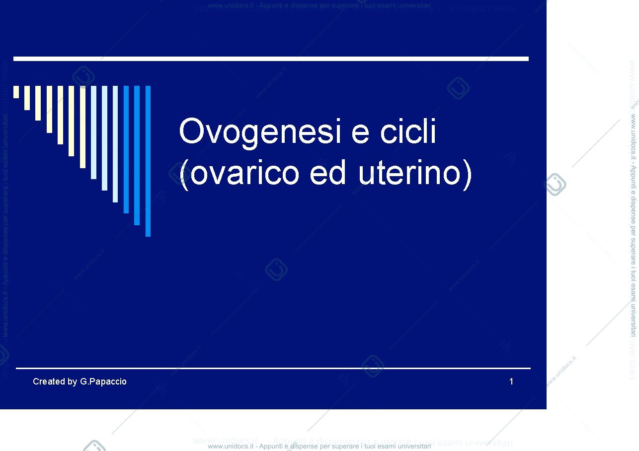 Anteprima pagina 1 — Ovogenesi e cicli