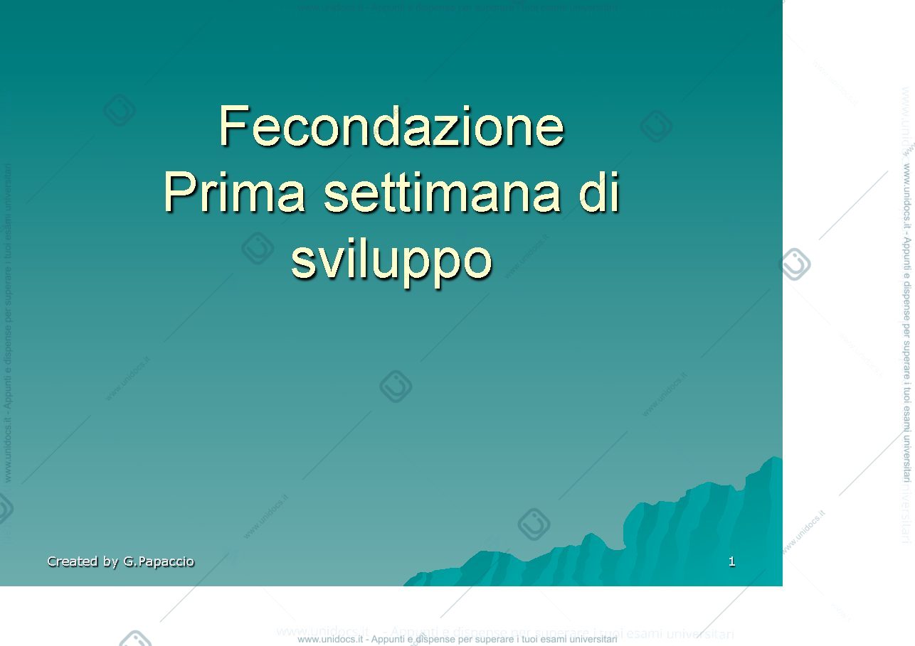Anteprima pagina 1 — Fecondazione e prima settimana