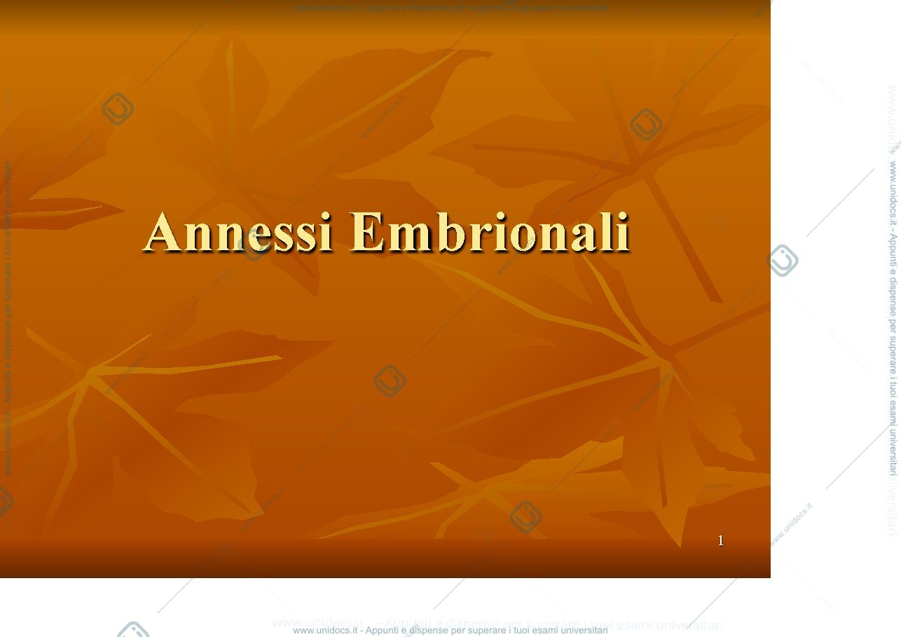 Anteprima pagina 1 — Annessi Embrionali