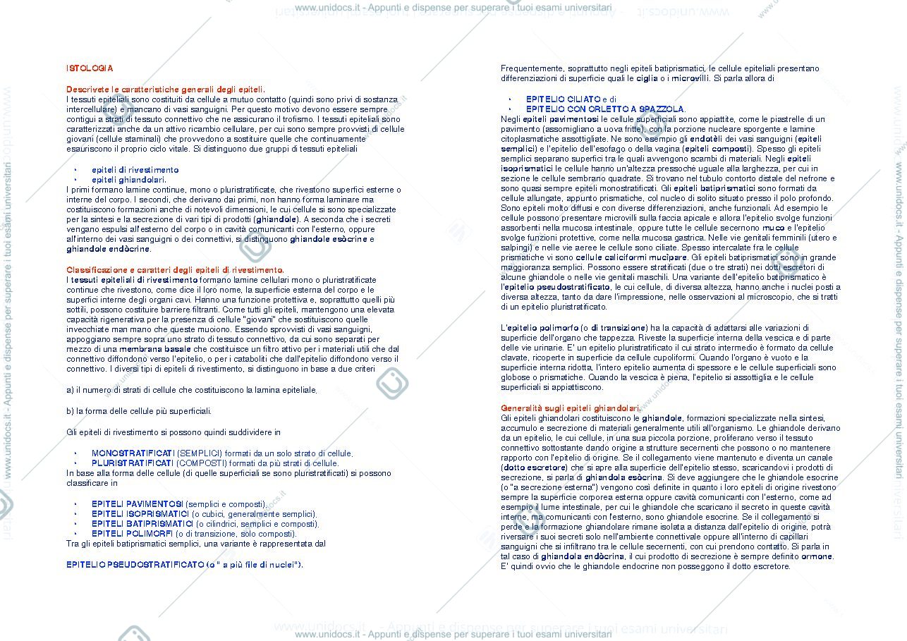 Anteprima pagina 1 — Istologia