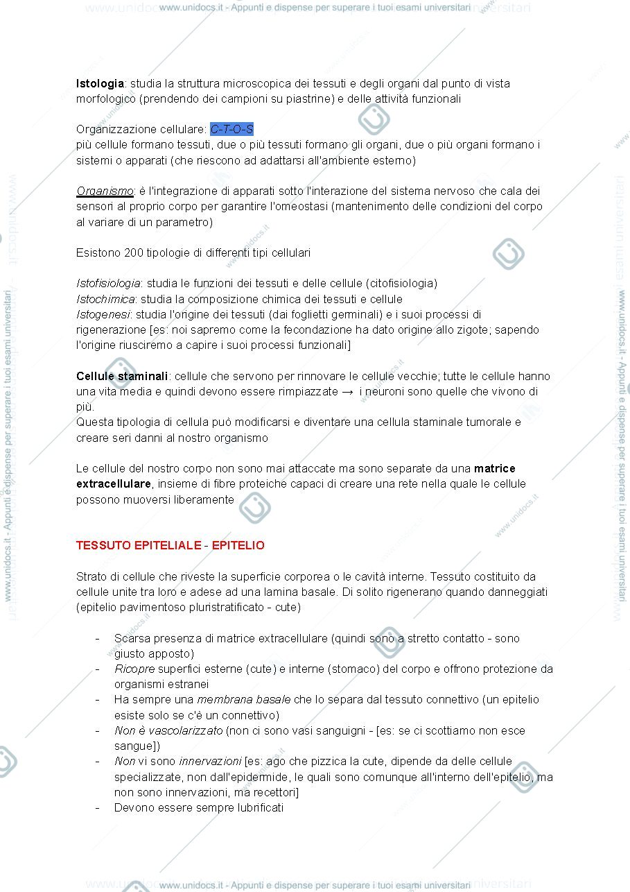 Anteprima pagina 1 — ISTOLOGIA