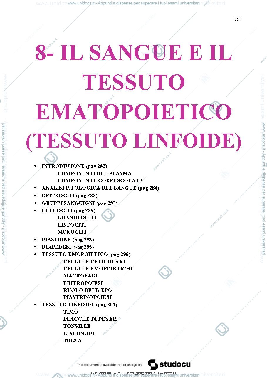 Anteprima pagina 1 — Sangue e tessuto emopoietico