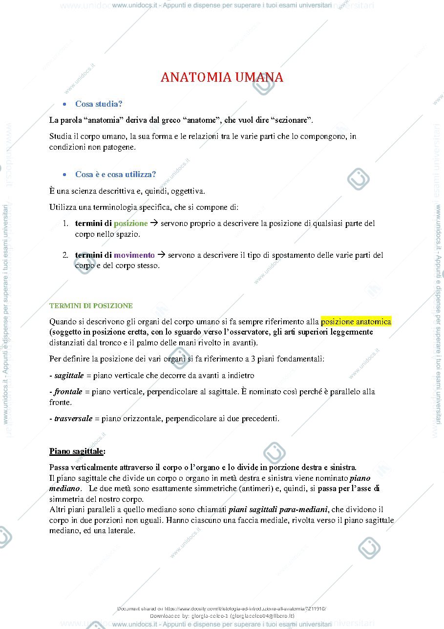 Anteprima pagina 1 — Istologia