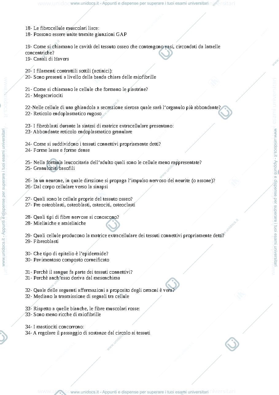 Anteprima pagina 2 — Domande Istologia