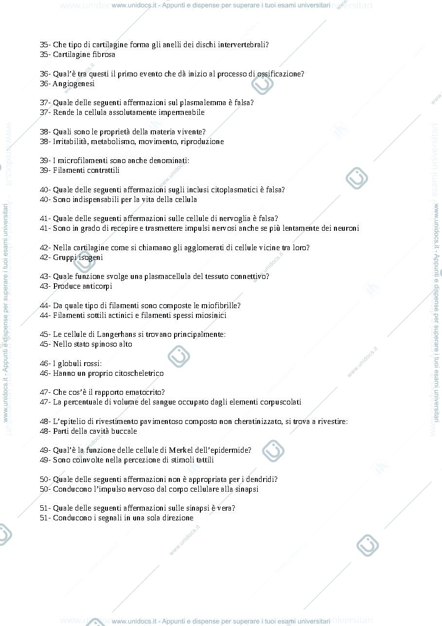 Anteprima pagina 3 — Domande Istologia