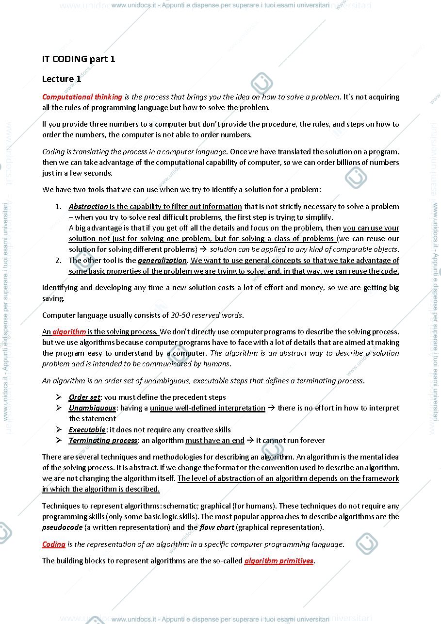 Anteprima pagina 1 — Appunti IT coding pt.1