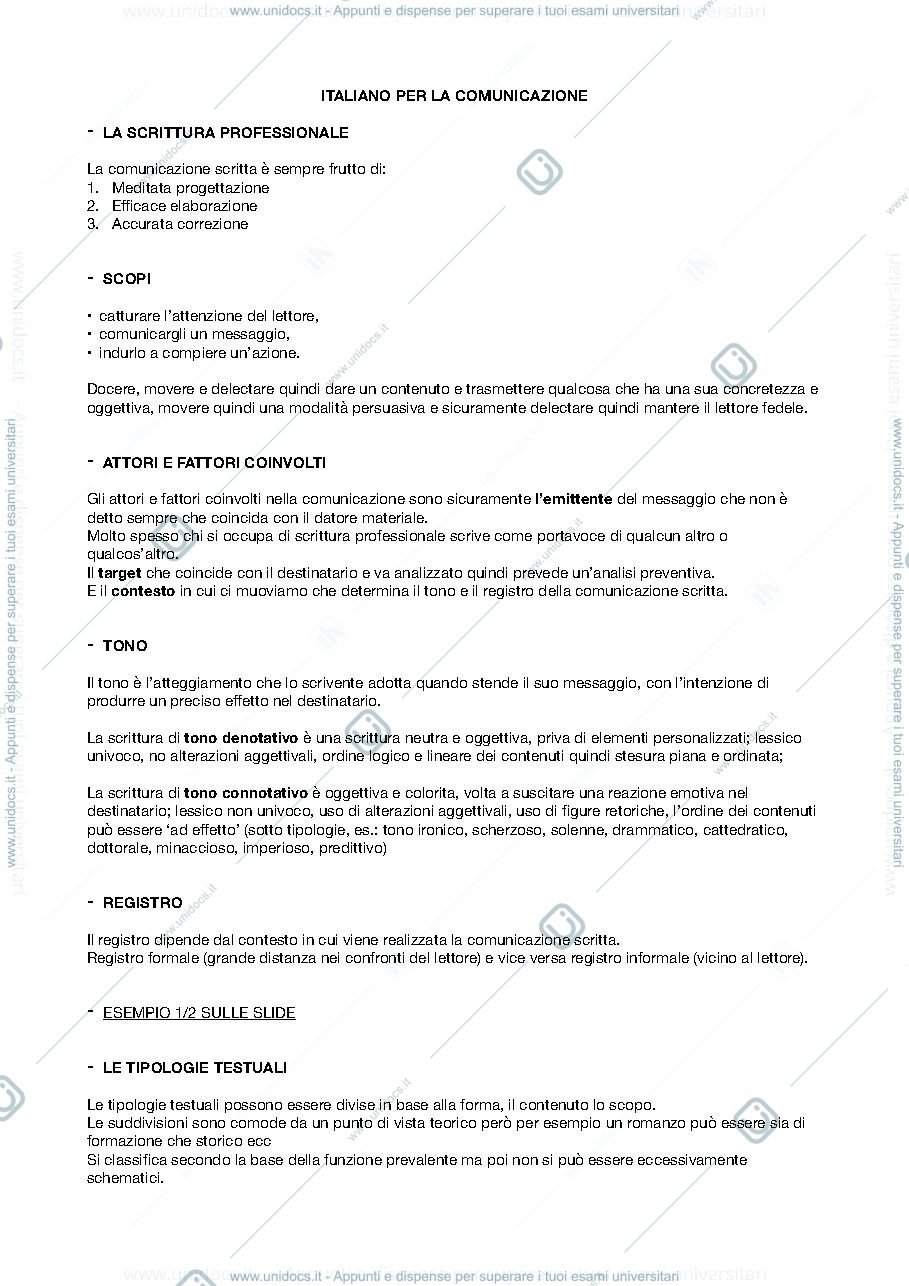 Anteprima pagina 1 — Appunti di Italian for communication