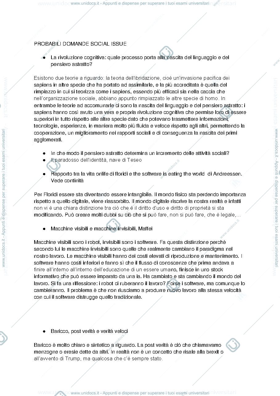 Anteprima pagina 1 — POSSIBILI DOMANDE SOCIAL ISSUE
