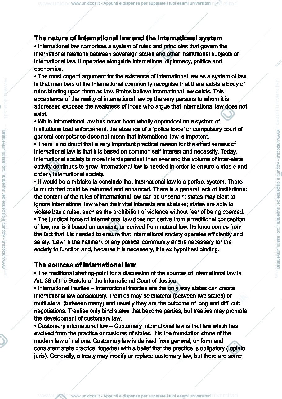 Anteprima pagina 1 — Notes of International law