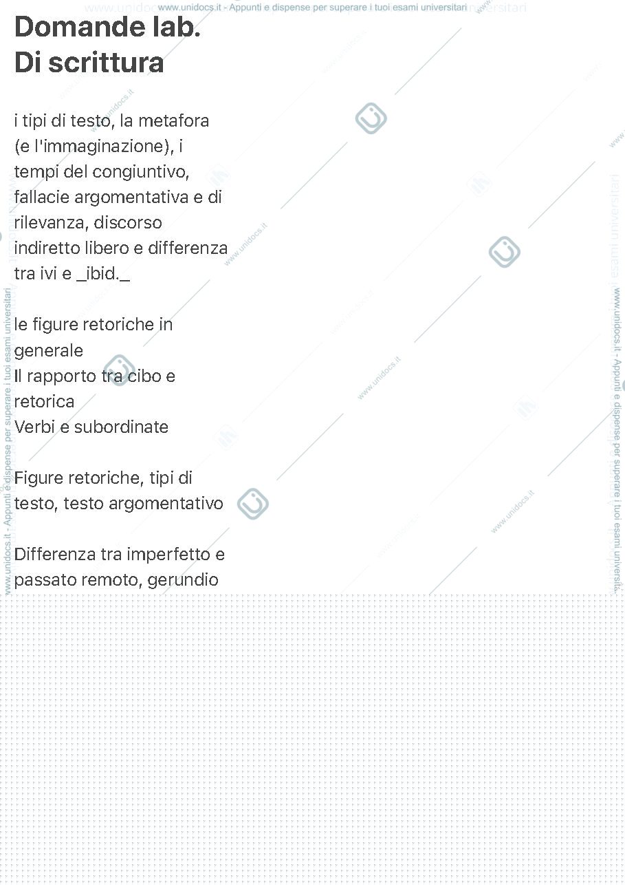 Anteprima pagina 1 — Domande esame laboratorio di scrittura 