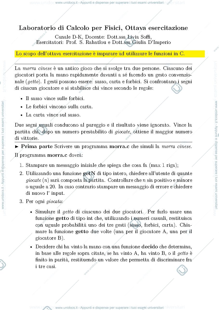 Anteprima pagina 1 — Esercitazione con programma eseguibile in C + script in Python.