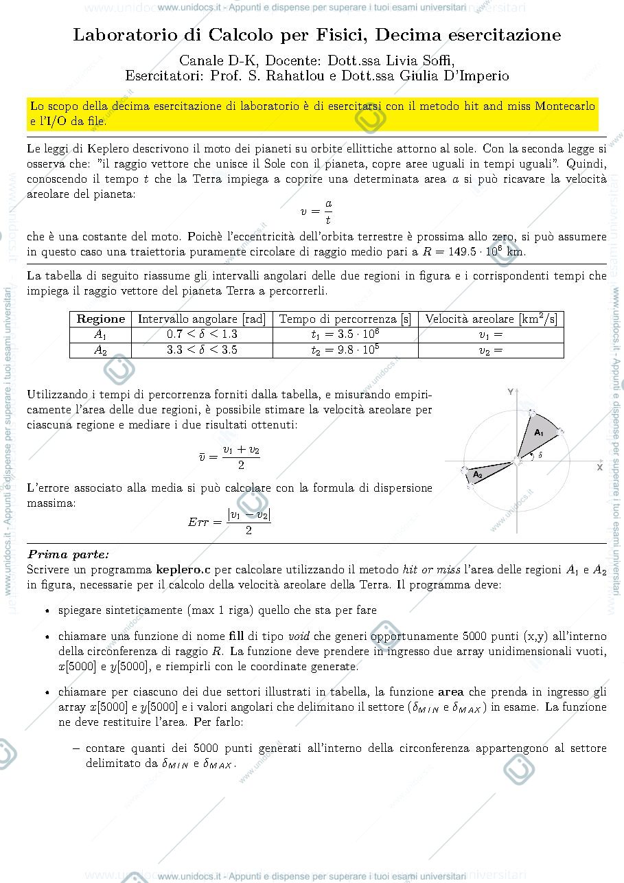 Anteprima pagina 1 — Esercitazione con programma eseguibile in C + programma in Python.