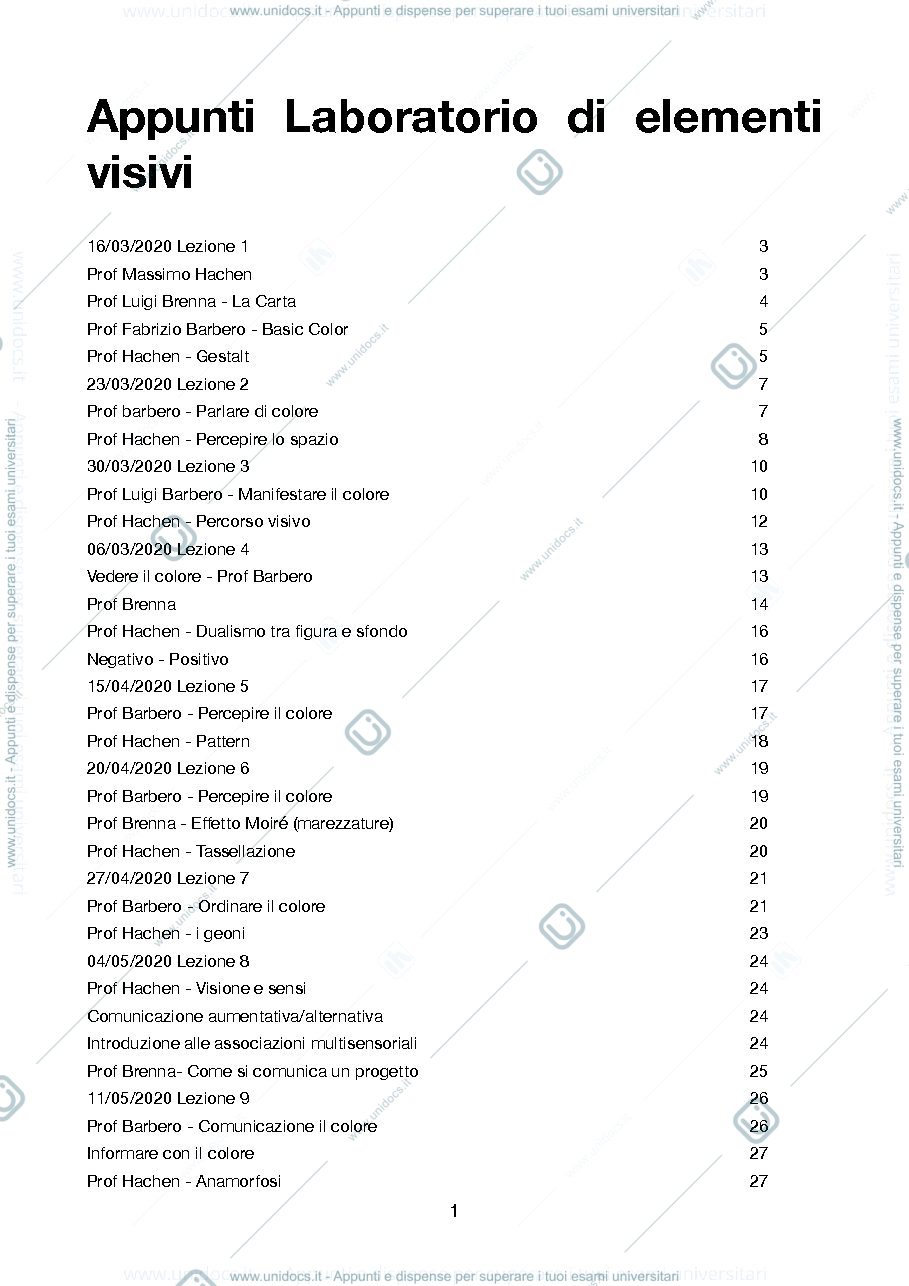 Anteprima pagina 1 — Appunti laboratorio di elementi visivi