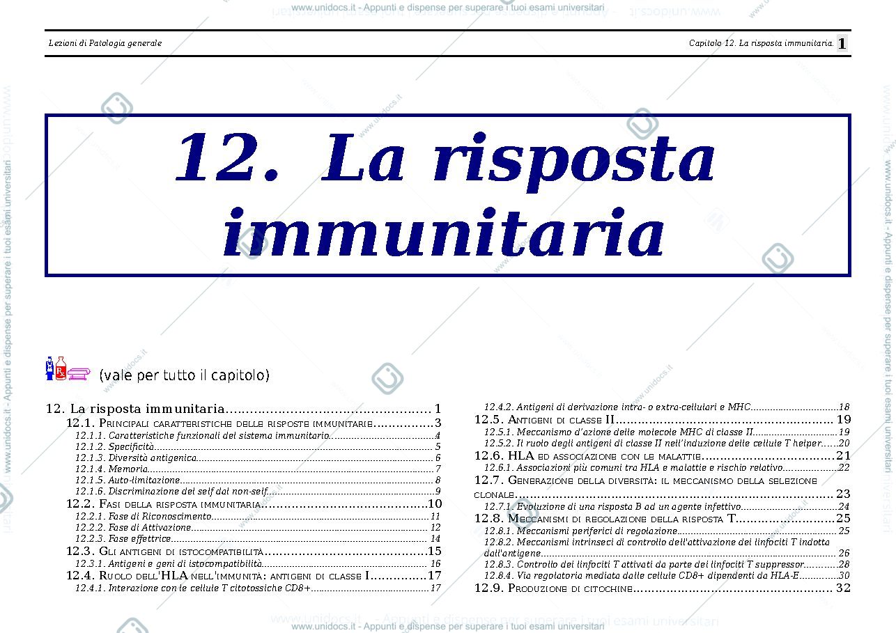 Anteprima pagina 1 — risposta immunitaria