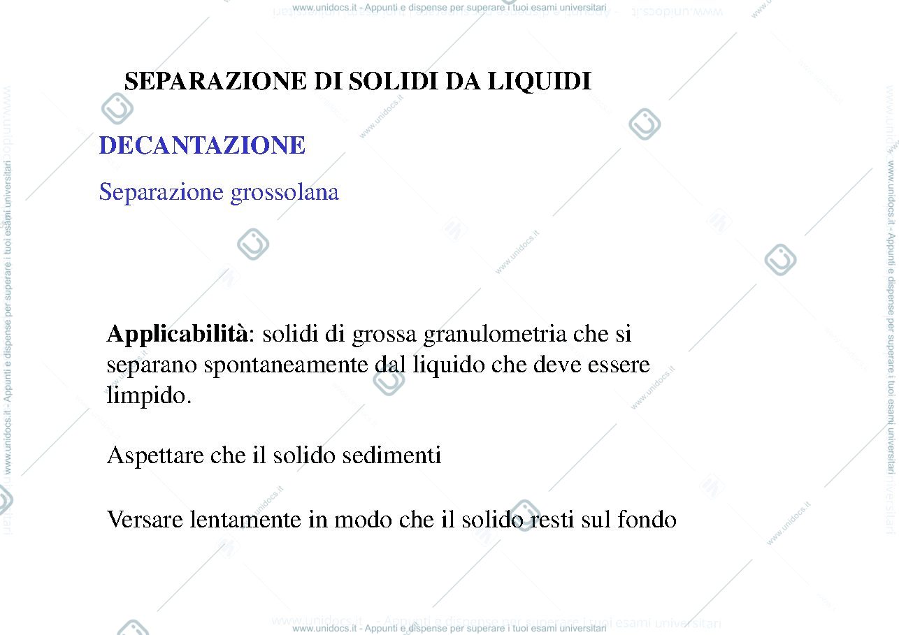 Anteprima pagina 1 — SEPARAZIONE DI SOLIDI DA LIQUIDI