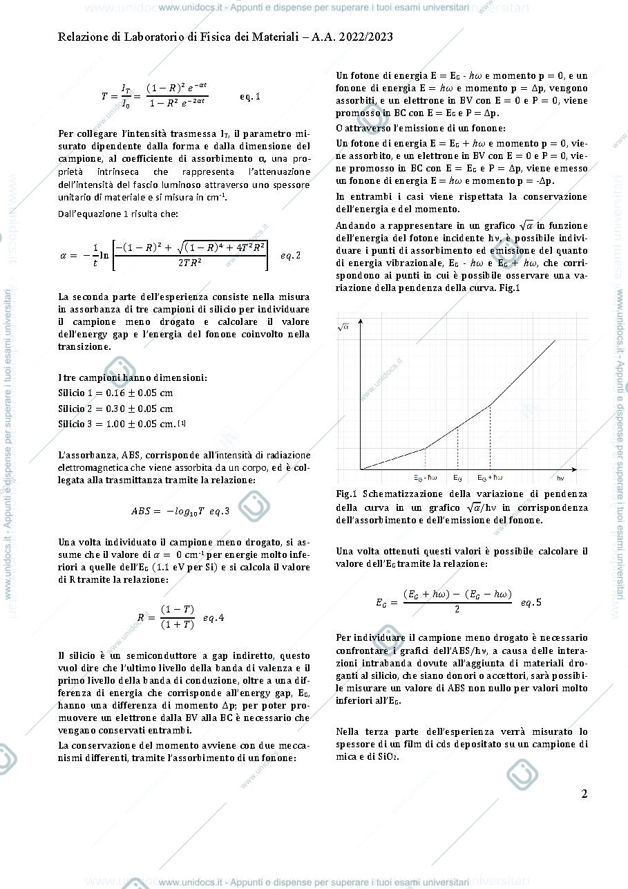 Anteprima pagina 2 — Relazione Fisica dei materiali con laboratorio