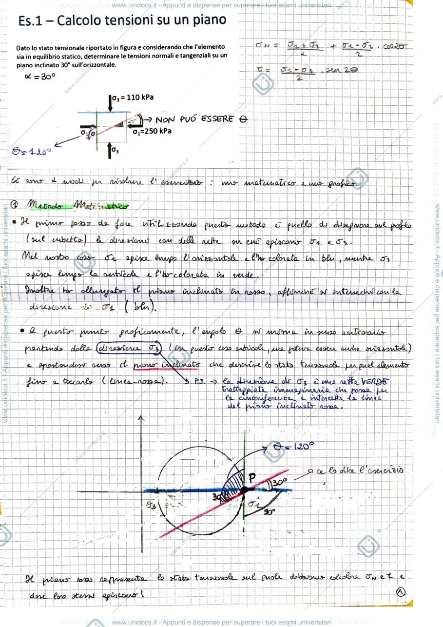 Anteprima pagina 1 — Esercizi di Geotecnica