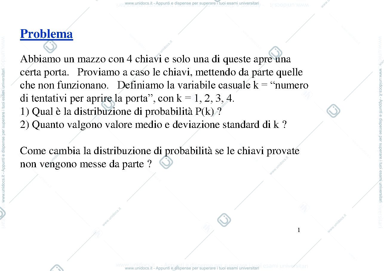 Anteprima pagina 1 — Distribuzioni di variabili discrete