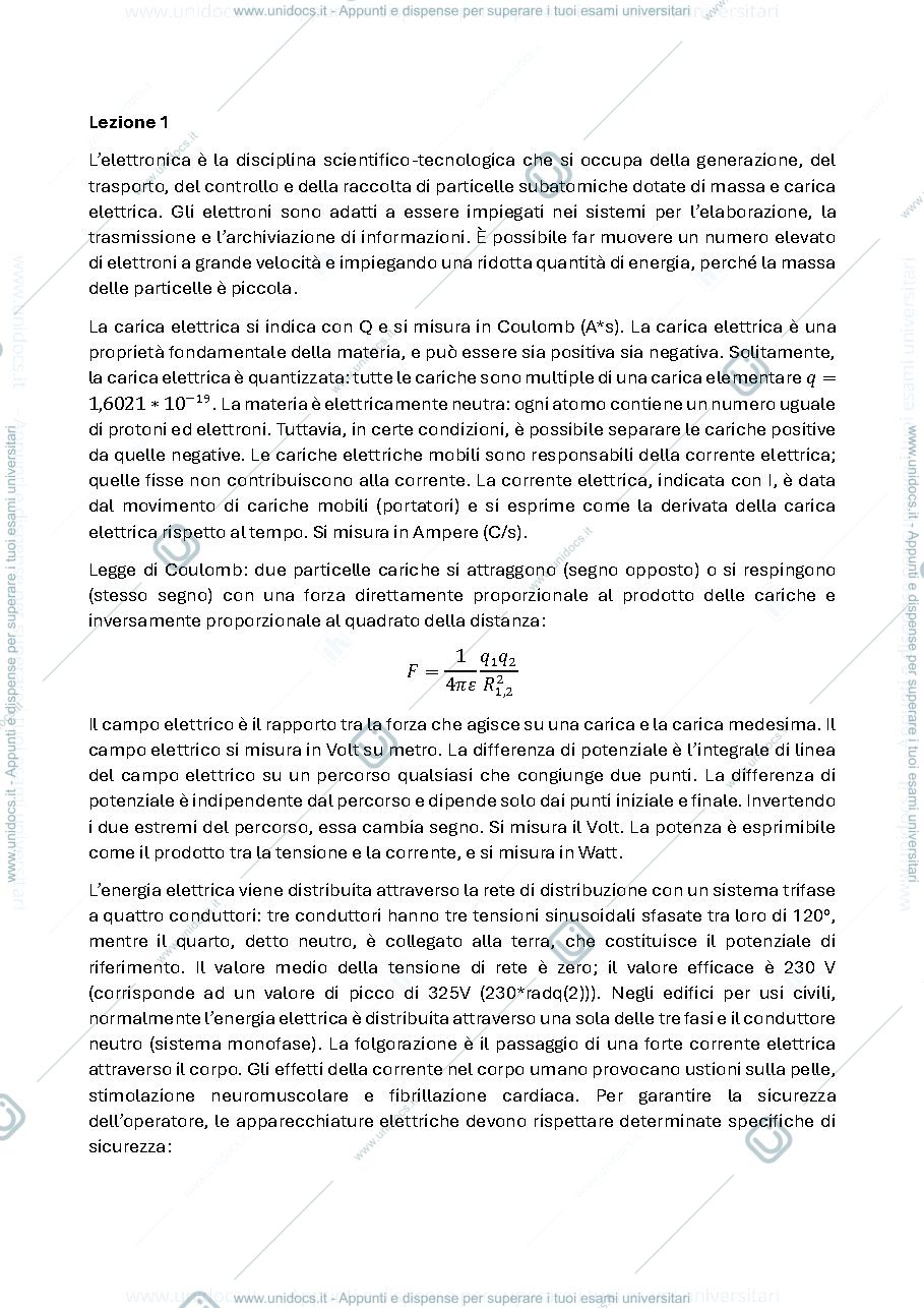 Anteprima pagina 1 — Riassunti della parte teorica del Laboratorio di Elettronica