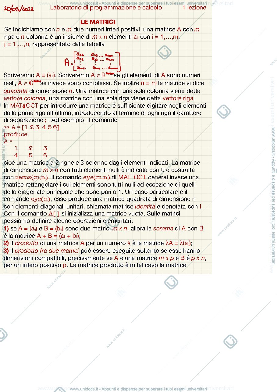 Anteprima pagina 1 — Laboratorio di programmazione e calcolo 