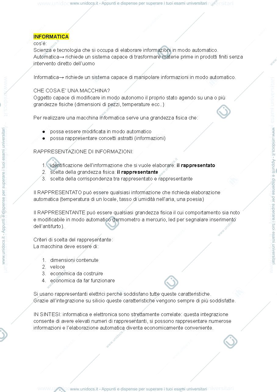 Anteprima pagina 1 — modulo uno e due del corso di informatica 