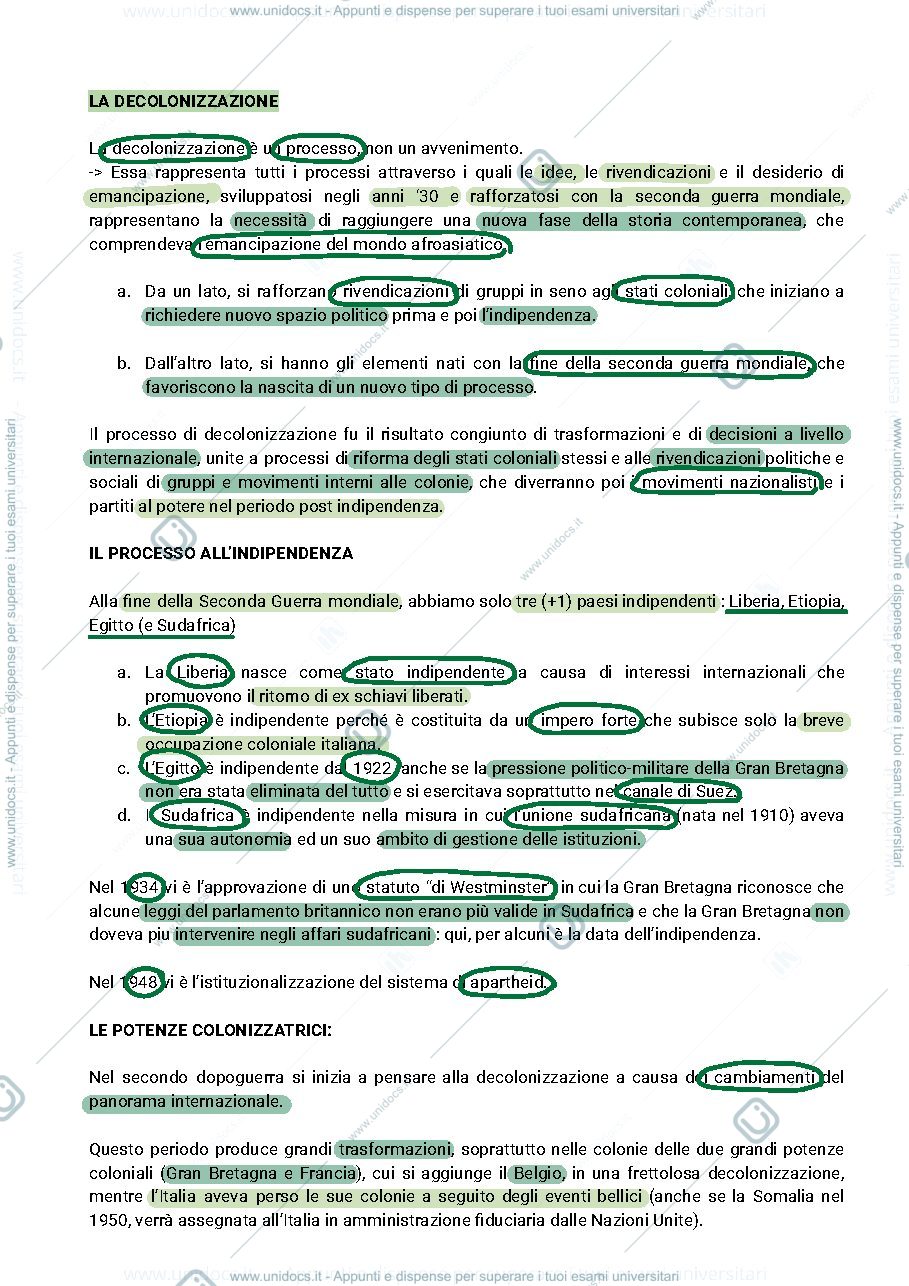 Anteprima pagina 1 — AFRICA NELLA STORIA POLITICA INTERNAZIONALE decolonizzazione e indipendenze